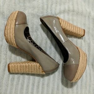 Tan beach pumps